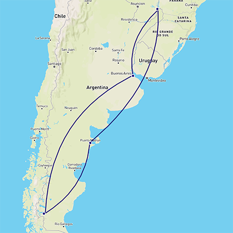Routekaart rondreis Argentinië in 2 weken