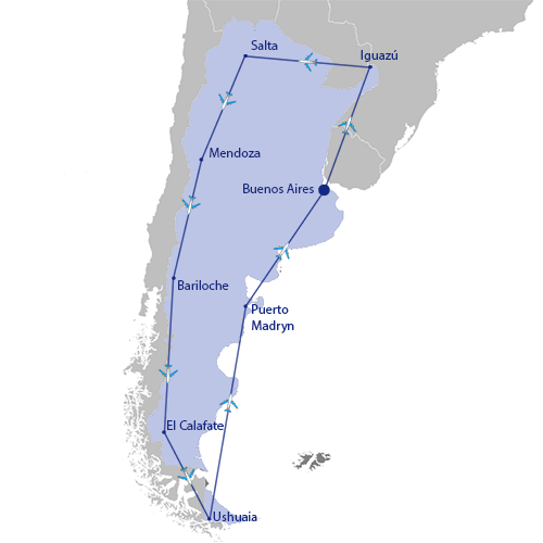 Routekaart rondreis Argentinië in 4 weken
