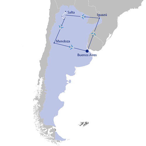 Routekaart rondreis Noorden Argentinië in 3 weken