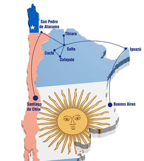 Kaart Argentinië en Chili