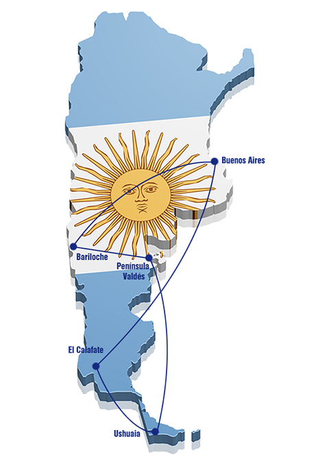 Kaart Patagonie reis