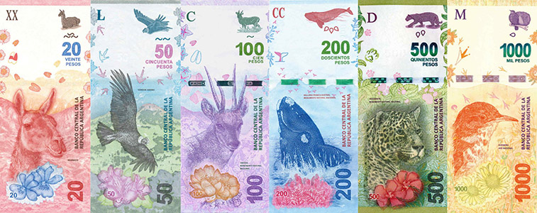 Foto nieuwe biljetten Argentijnse Peso